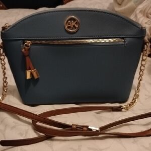 Anne Klein Blue Crossbody Bag with Gold Chain
